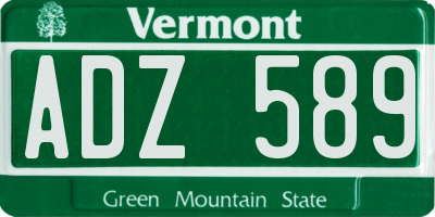 VT license plate ADZ589
