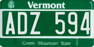 VT license plate ADZ594