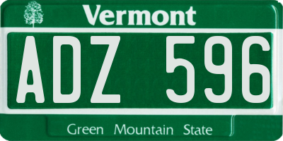 VT license plate ADZ596