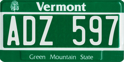 VT license plate ADZ597