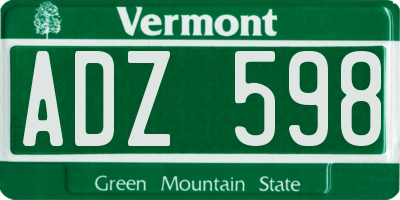 VT license plate ADZ598