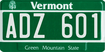 VT license plate ADZ601