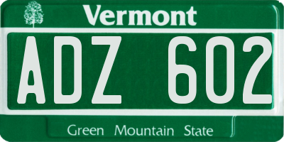 VT license plate ADZ602