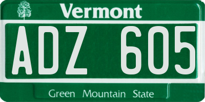 VT license plate ADZ605