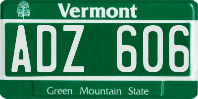 VT license plate ADZ606