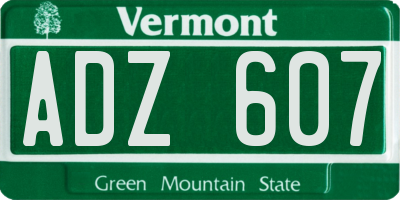 VT license plate ADZ607