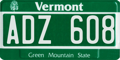 VT license plate ADZ608