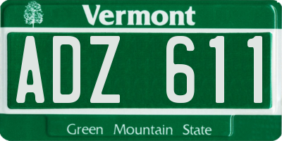 VT license plate ADZ611