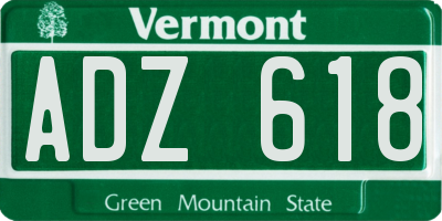 VT license plate ADZ618