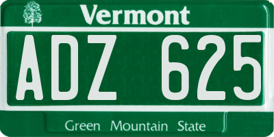 VT license plate ADZ625