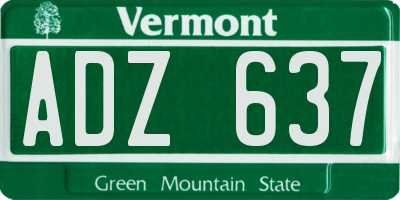 VT license plate ADZ637