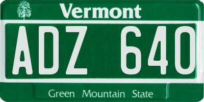VT license plate ADZ640
