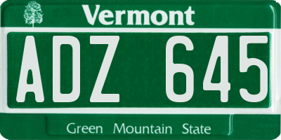 VT license plate ADZ645