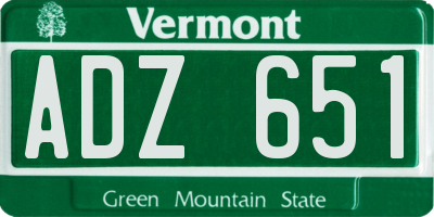 VT license plate ADZ651