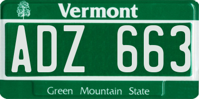 VT license plate ADZ663