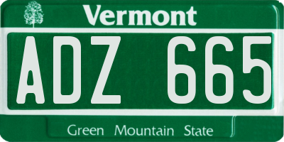 VT license plate ADZ665