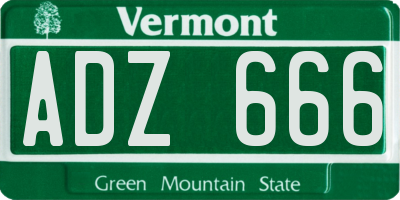 VT license plate ADZ666