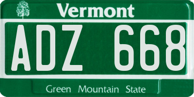 VT license plate ADZ668