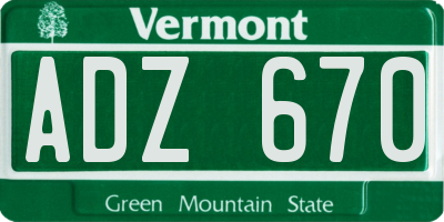 VT license plate ADZ670