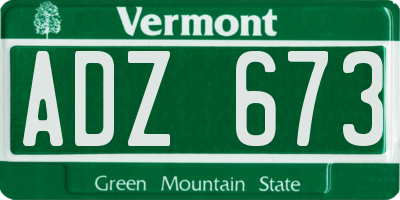 VT license plate ADZ673