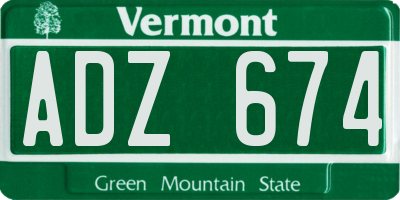 VT license plate ADZ674