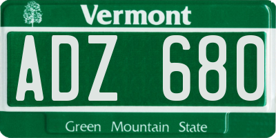 VT license plate ADZ680
