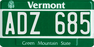 VT license plate ADZ685