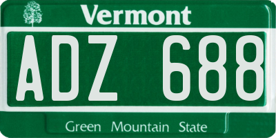 VT license plate ADZ688