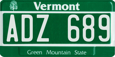 VT license plate ADZ689