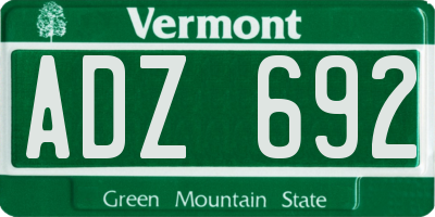 VT license plate ADZ692