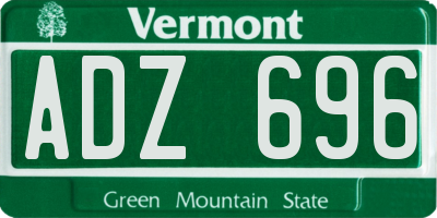 VT license plate ADZ696