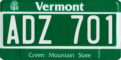 VT license plate ADZ701