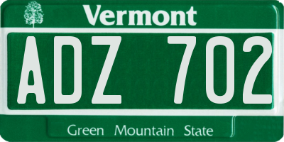 VT license plate ADZ702