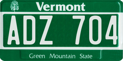VT license plate ADZ704