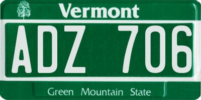 VT license plate ADZ706