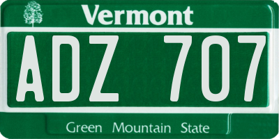VT license plate ADZ707