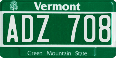 VT license plate ADZ708