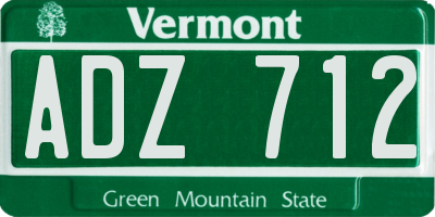 VT license plate ADZ712