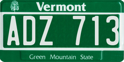 VT license plate ADZ713