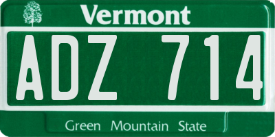 VT license plate ADZ714