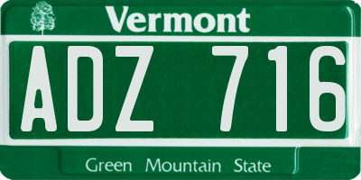 VT license plate ADZ716