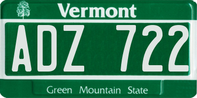 VT license plate ADZ722