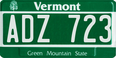 VT license plate ADZ723