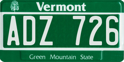 VT license plate ADZ726