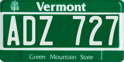 VT license plate ADZ727