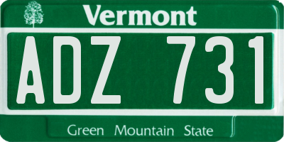 VT license plate ADZ731
