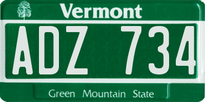 VT license plate ADZ734