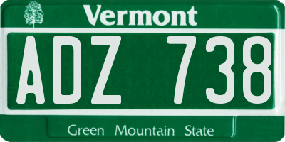 VT license plate ADZ738