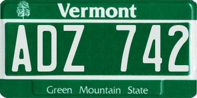 VT license plate ADZ742
