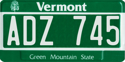 VT license plate ADZ745